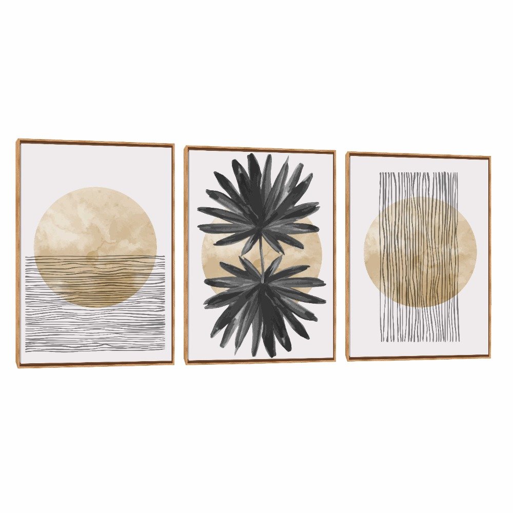 Quadro Decorativo Composição Trio Palmeira Black