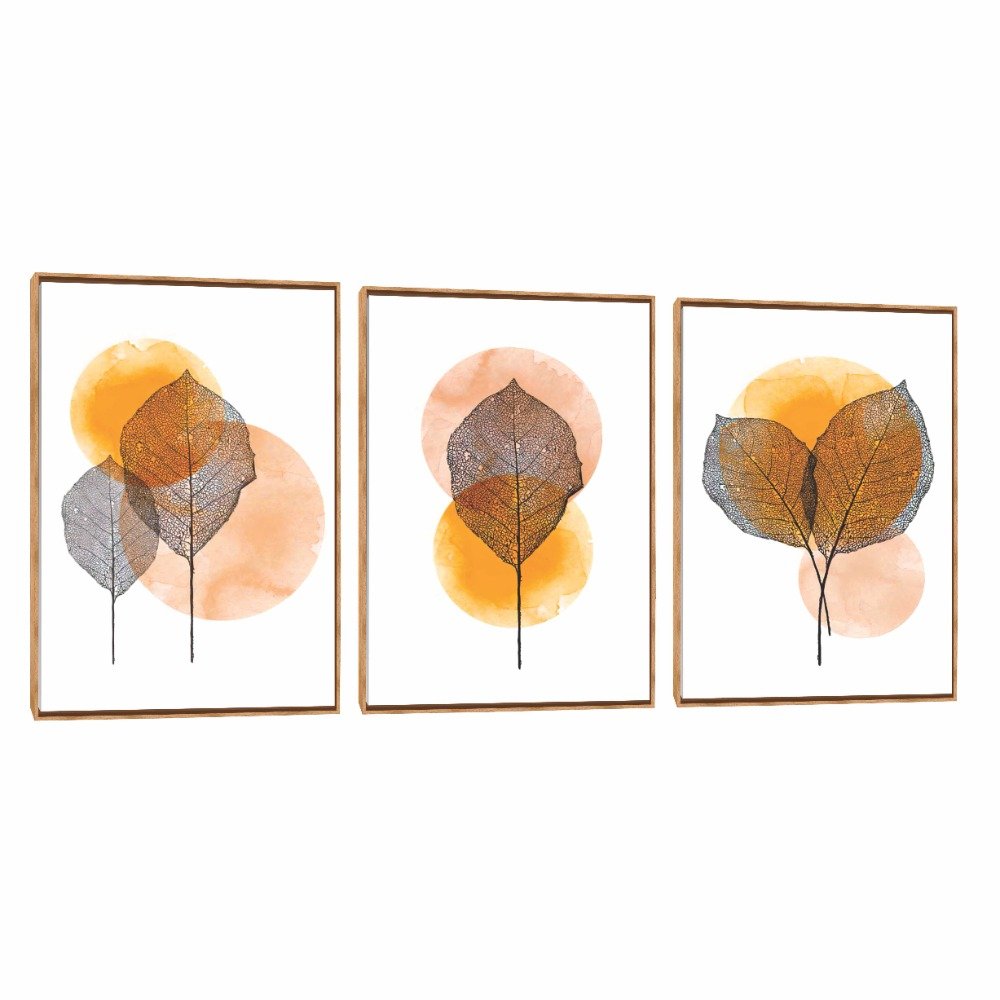 Quadro Decorativo Composição Trio Folha Aquarela