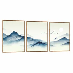 Quadro Decorativo Composição Trio Montanha Minimalista