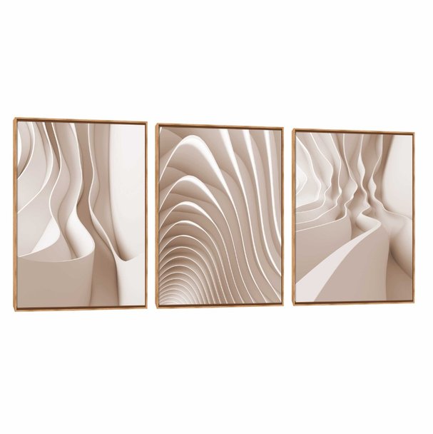 Quadro Decorativo Composição Trio Onda Bege