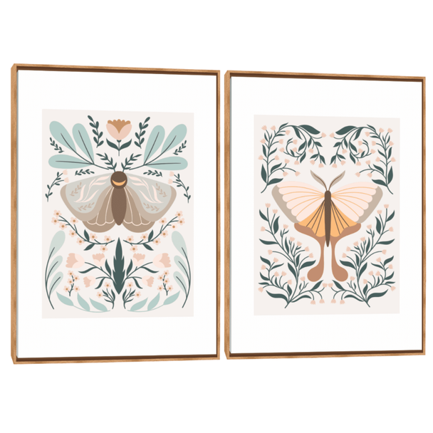 Quadro Decorativo Composição Duplo Borboleta Boho