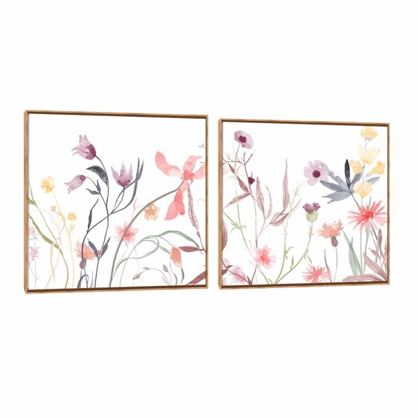 Quadro Decorativo Composição Duplo Flores Aqua
