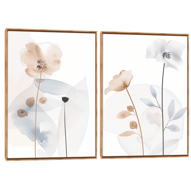 Quadro Decorativo Composição Duplo Flores Do Campo