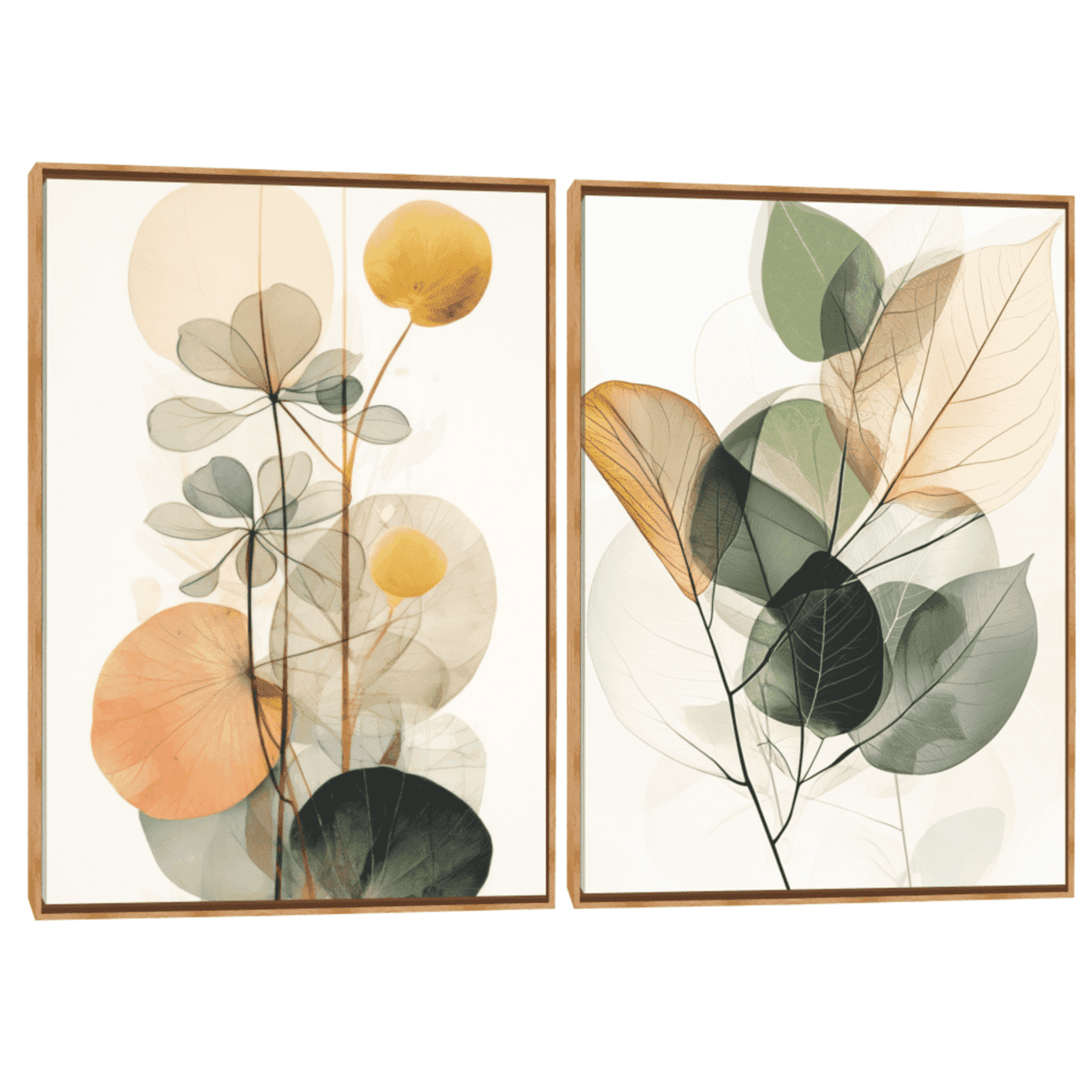 Quadro Decorativo Composição Duplo Folhas De Outono 