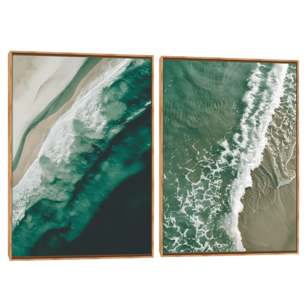 Quadro Decorativo Composição Duplo Mar e Esmeralda
