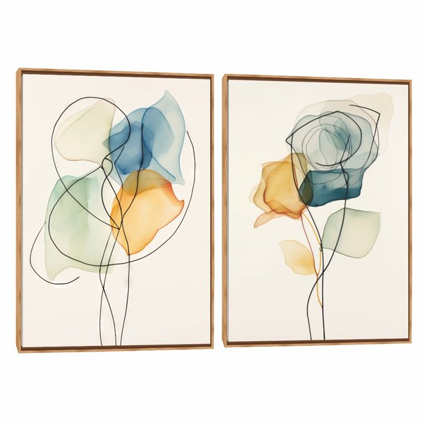 Quadro Decorativo Composição Duplo Rosa Aquarela