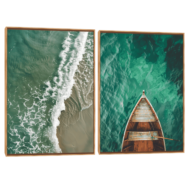 Quadro Decorativo Composição Duplo Verde Mar