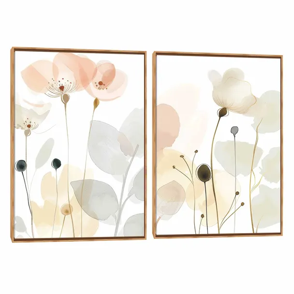Quadro Decorativo Composição Duplo Flores Do Campo II