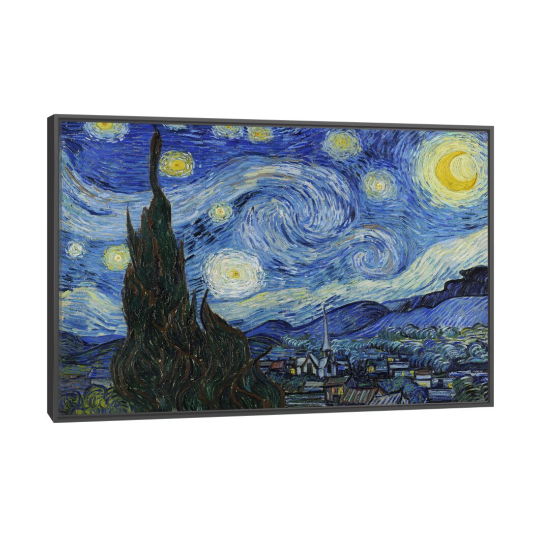 Quadro Outlet - Van Gogh A Noite Estrelada 90x60cm Moldura Preta -  30% Off