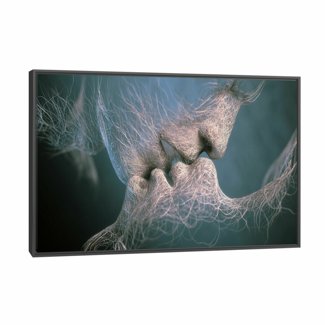 Quadro Outlet - Beijo 75x50cm Moldura Preta - 30% Off