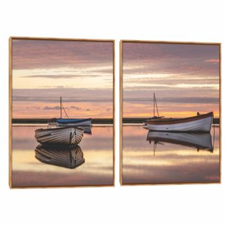 Quadro Decorativo Composição Duplo Barco Fim de Tarde
