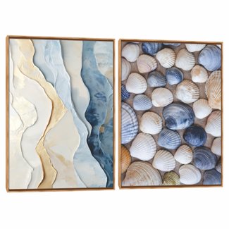 Quadro Decorativo Composição Duplo Conchas Azuis
