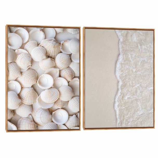 Quadro Decorativo Composição Duplo Conchas e Mar II