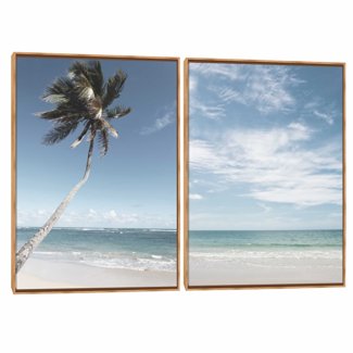 Quadro Decorativo Composição Duplo Coqueiro e Mar