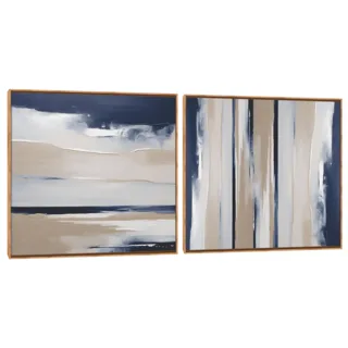Quadro Decorativo Composição Duplo Bege Marinho