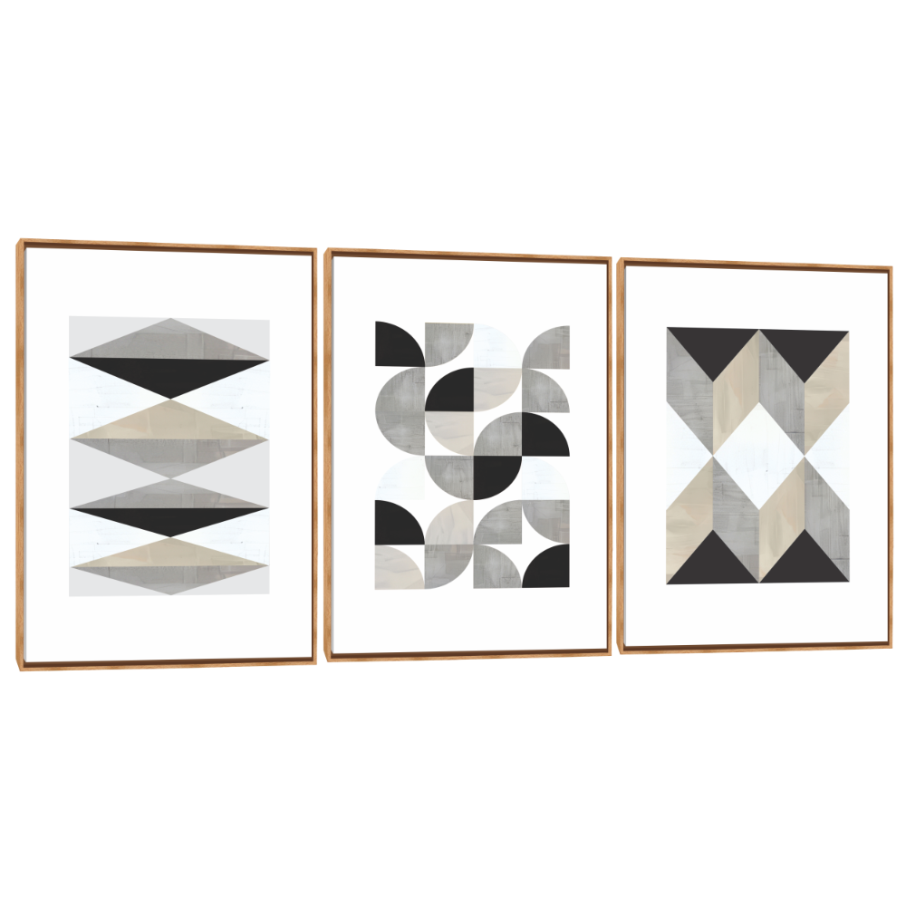 Quadro Decorativo Composição Trio Abstrato Geométrico Equilíbrio 