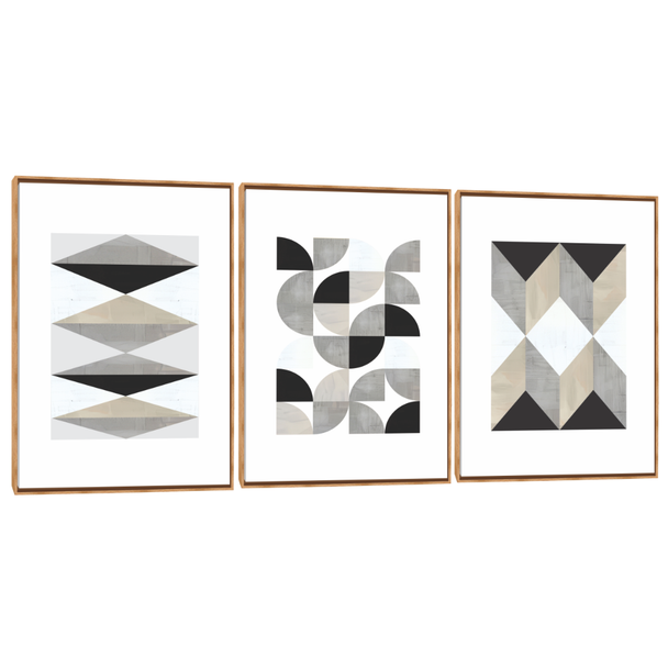Quadro Decorativo Composição Trio Abstrato Geométrico Equilíbrio