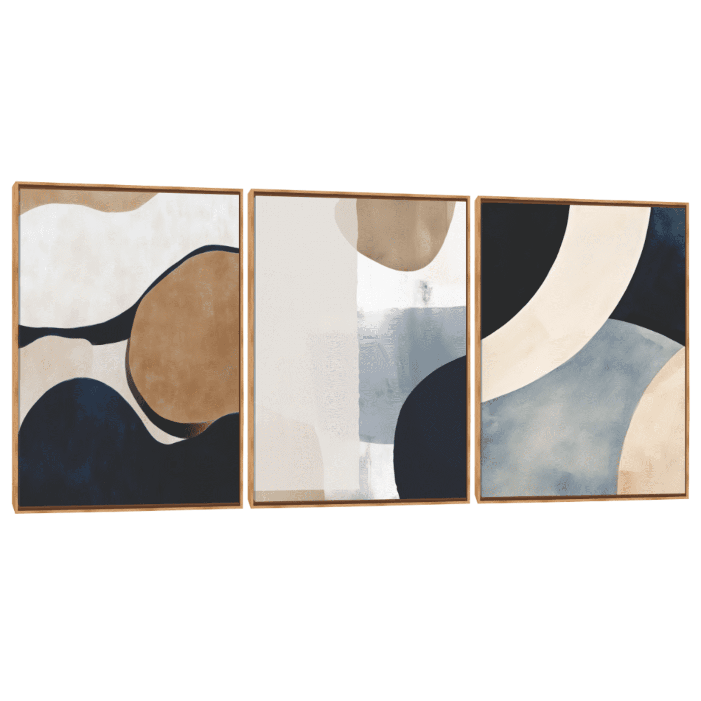 Quadro Decorativo Composição Trio Abstrato Orgânico Harmonia 