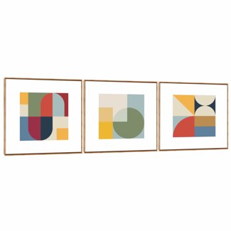 Quadro Decorativo Composição Trio Bauhaus Colorido