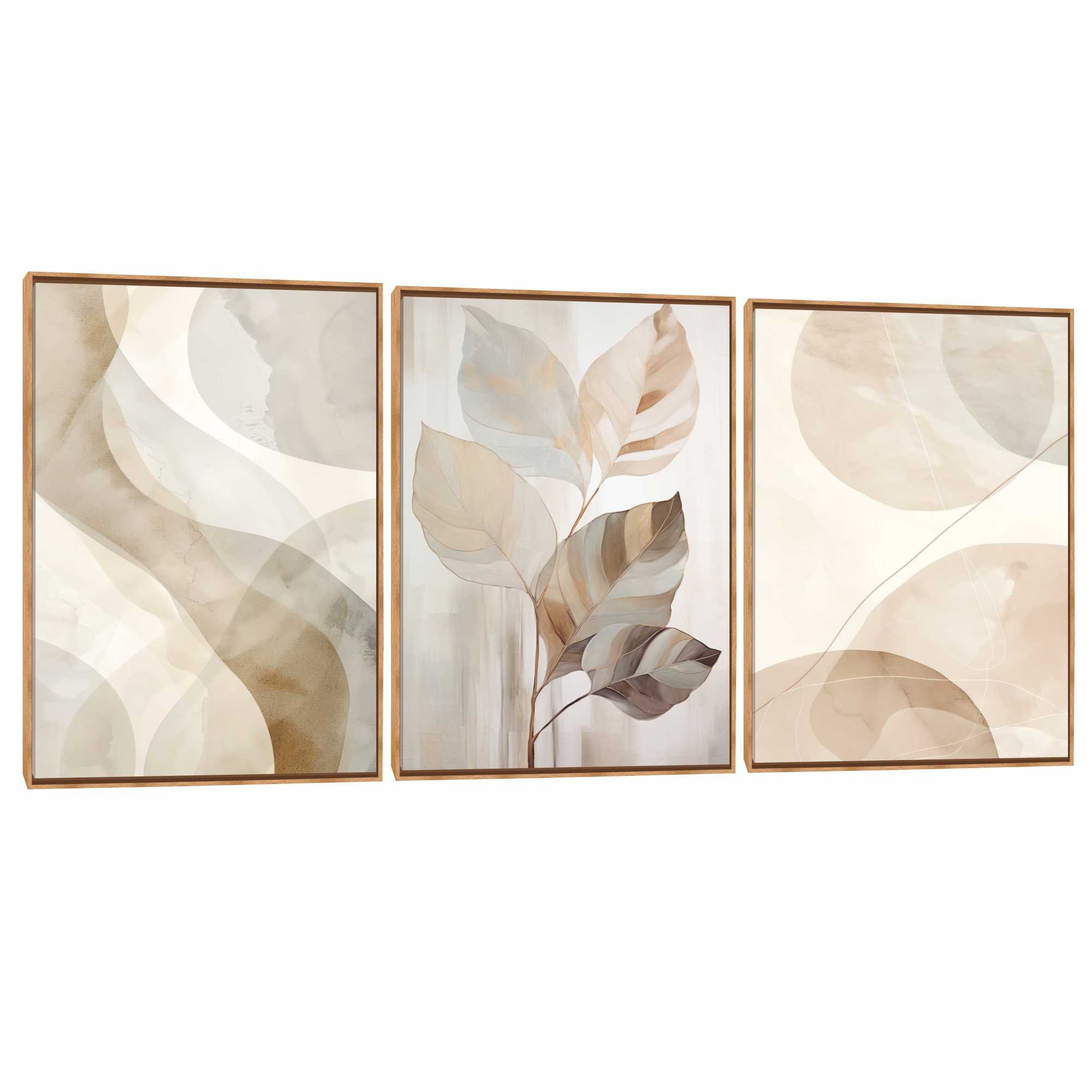 Quadro Decorativo Composição Trio Orgânico Bege