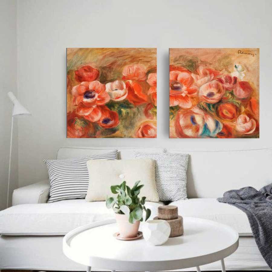 Quadro Decorativo Duplo Renoir Anemones