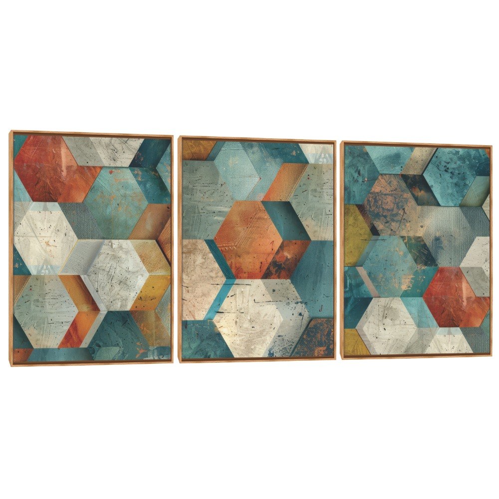 Compre Quadro Decorativo Composição Trio Abstrato Geométrico - Decora ...