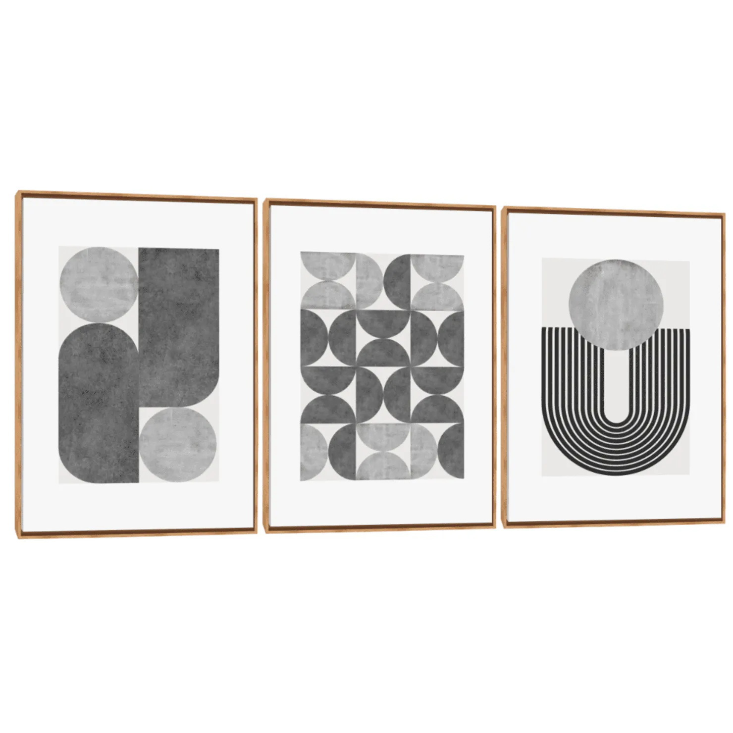 Quadro Decorativo Composição  Trio Abstrato Geométrico Clássico P e B
