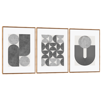 Quadro Decorativo Composição Trio Abstrato Geométrico Clássico P e B