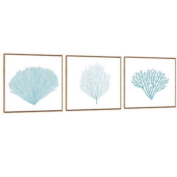 Quadro Decorativo Composição Trio Algas Az