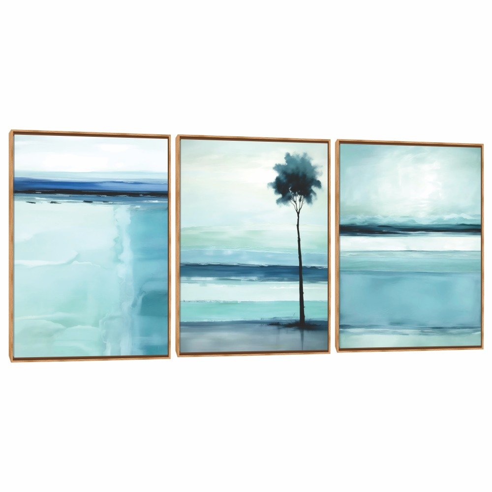 Quadro Decorativo Composição Trio Azul Profundo
