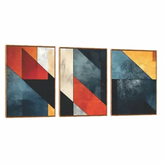 Quadro Decorativo Composição Trio Geo Red