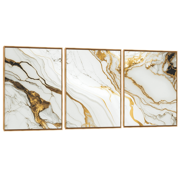 Quadro Decorativo Composição Trio Marmorizado