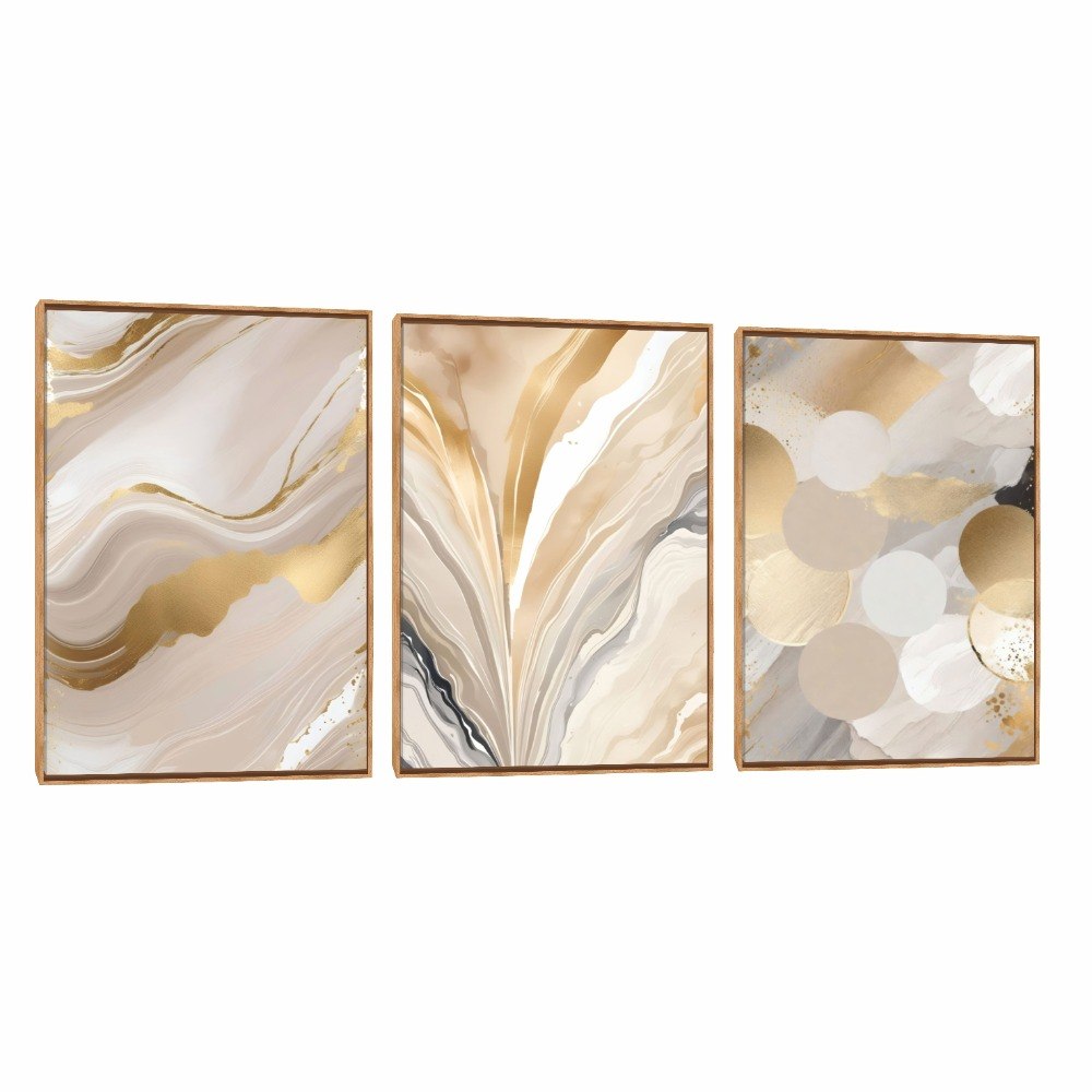 Compre Quadro Decorativo Composição Trio Mix Gold - Decora Online