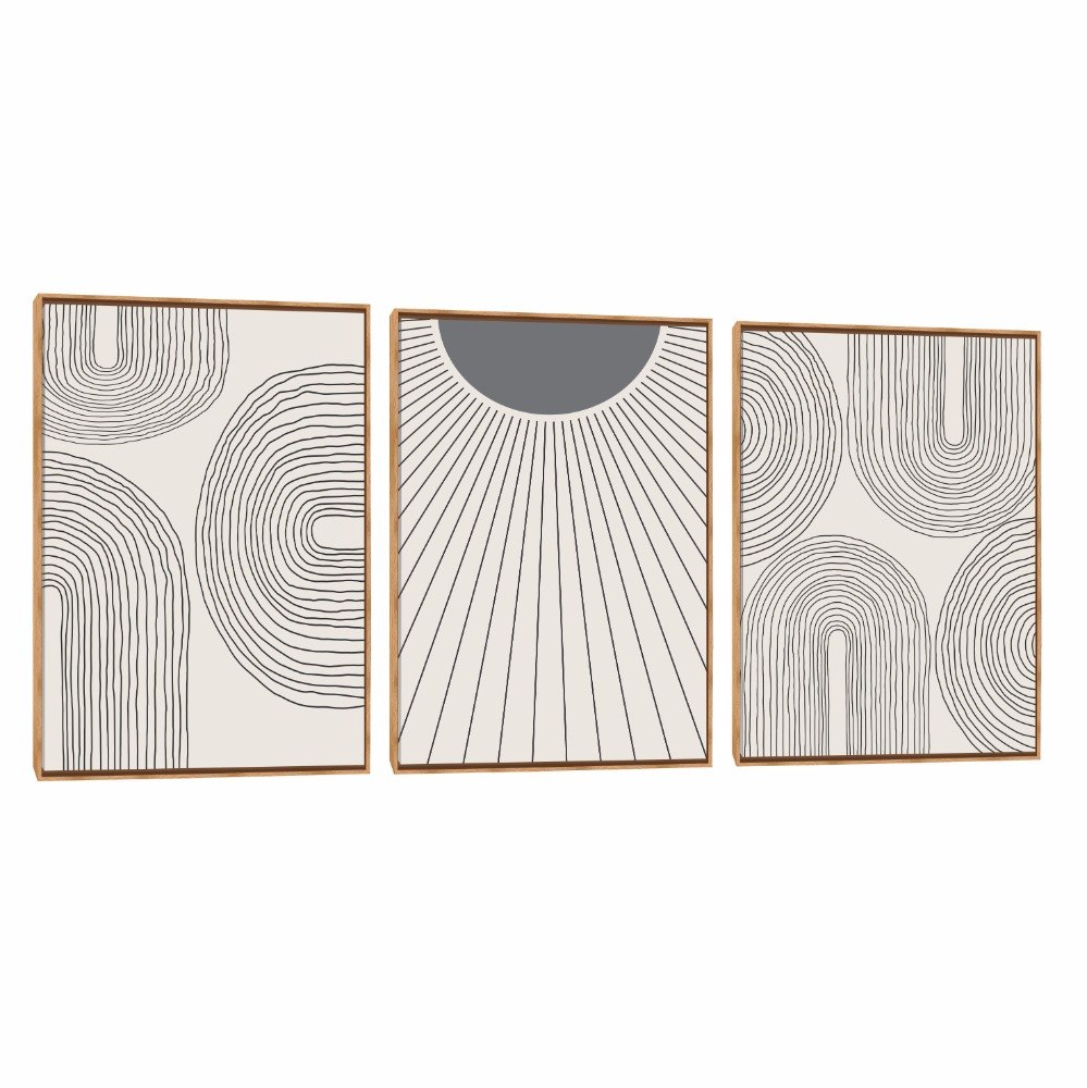 Compre Quadro Decorativo Abstrato Composição Trio Mix Line - Decora Online