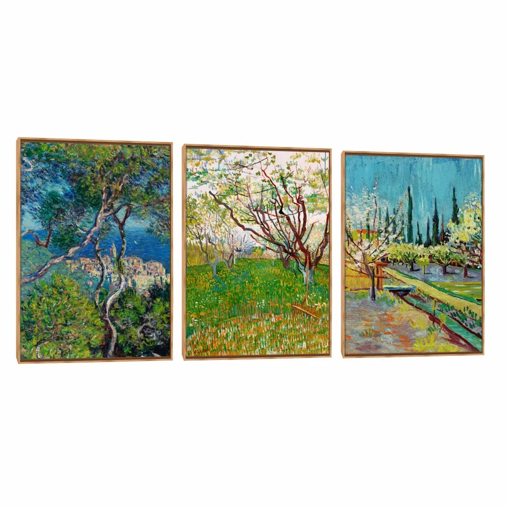 Quadro Decorativo Composição Trio Van Gogh e Monet