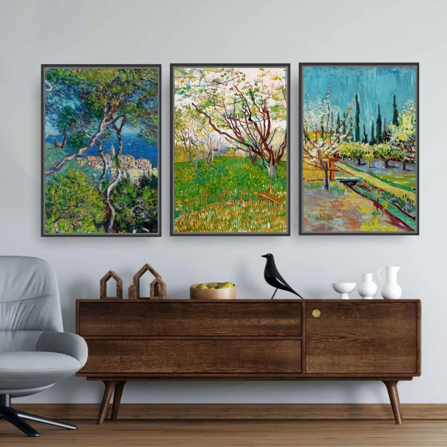 Quadro Decorativo Trio Van Gogh e Monet